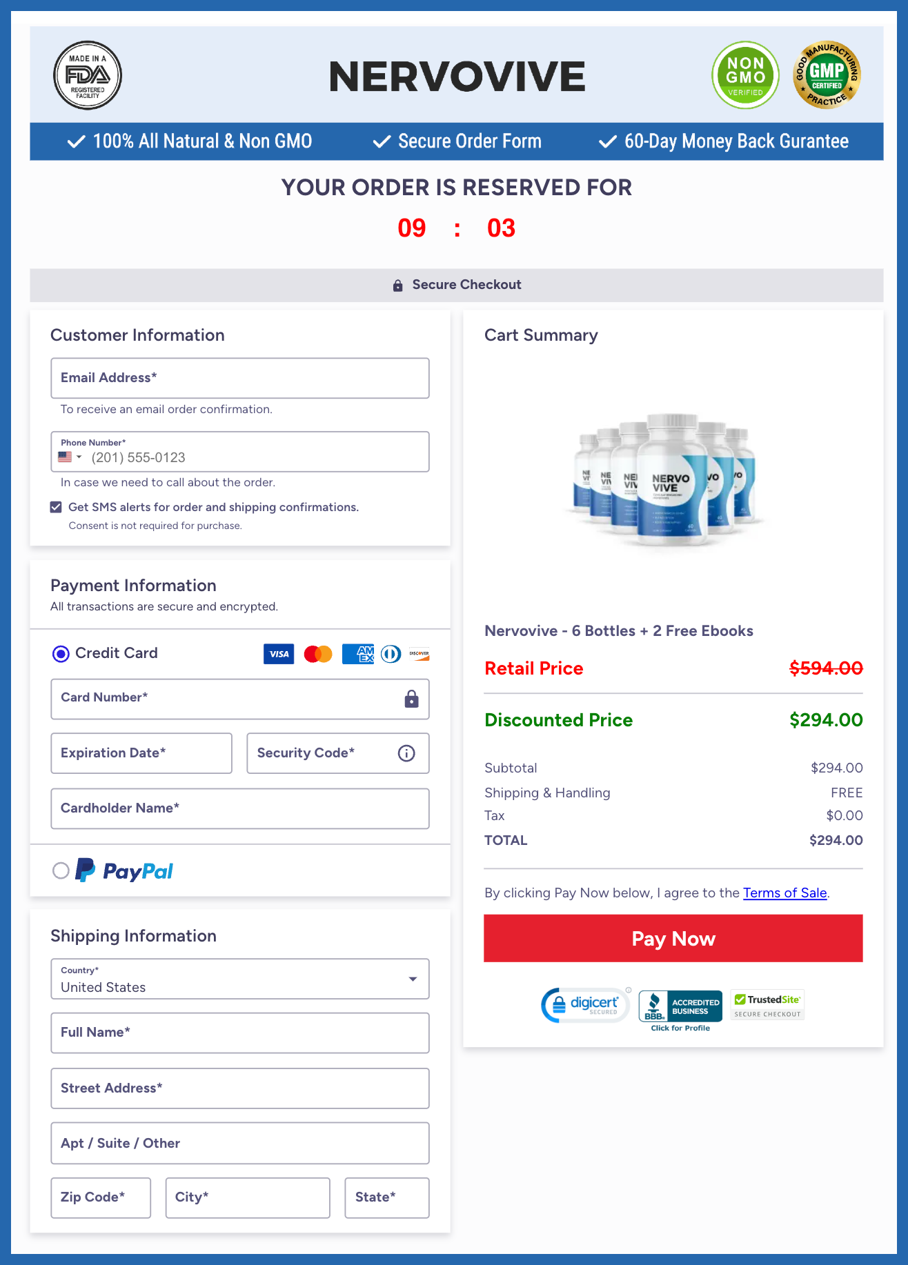 Nervovive Official Website Secure Order Page